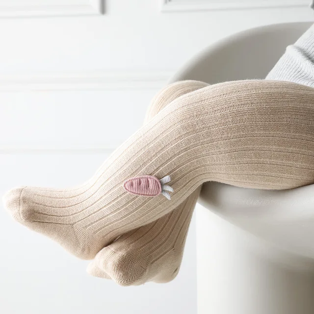 Collants en coton doux pour enfants, bas tricotés pour bébés filles, Leggings à rayures fines, printemps-automne – Image 2