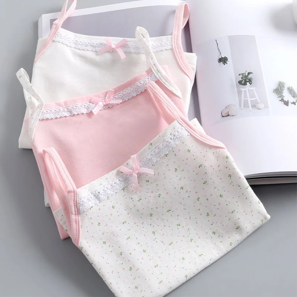 Débardeurs d'été pour filles, sous-vêtements de dessin animé pour jeunes adolescents, Lingerie en coton, haut de Sport, sous-vêtements pour enfants, 3 pièces/lot