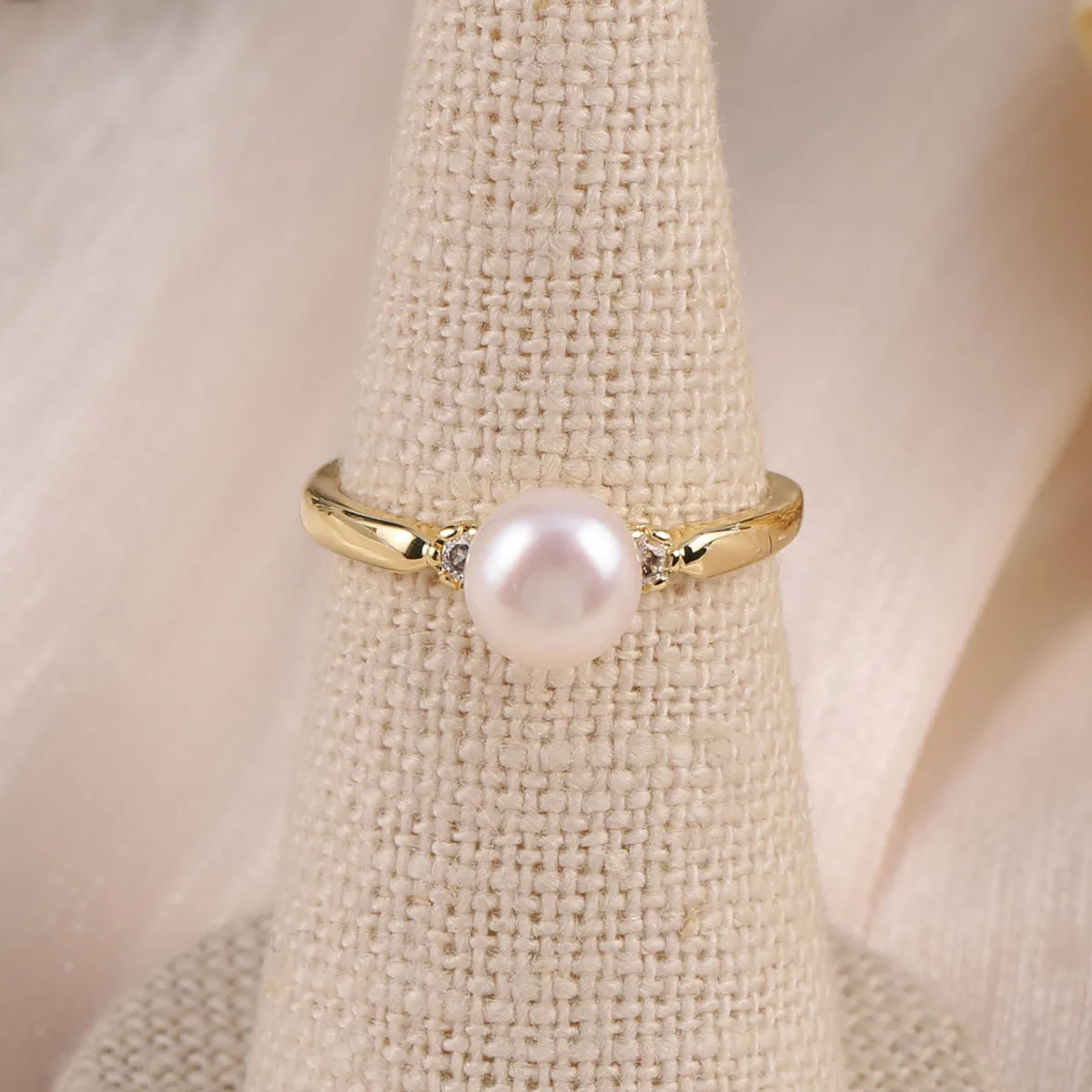 Bagues en perles d'eau douce naturelles pour femmes, en alliage de Zinc, bijoux fins empilables, bijoux de mariage, cadeau d'amitié