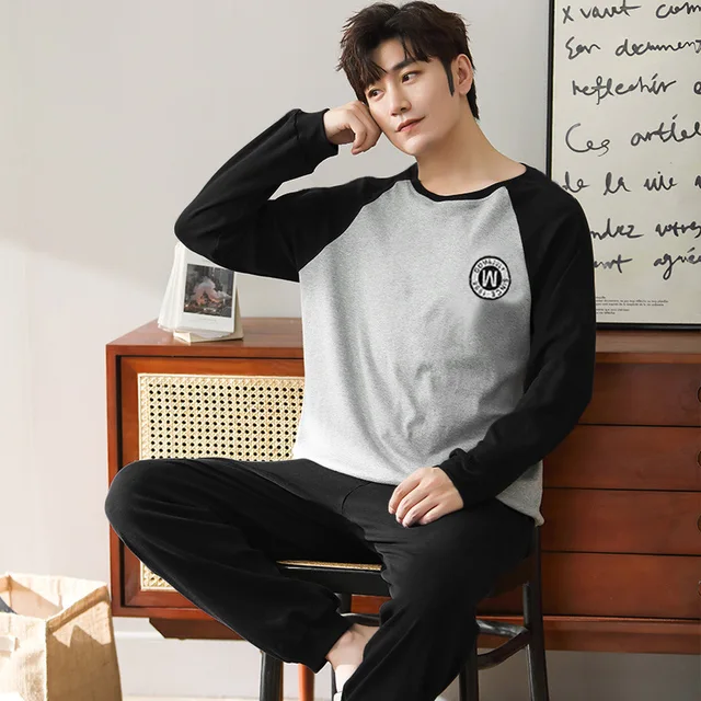Spring And Autumn 2 Pairs Of Pajamas Men's Models Of Youth Sports Long-Sleeved Loose Casual Home Wear Suit Men's Pajama Set – Image 5