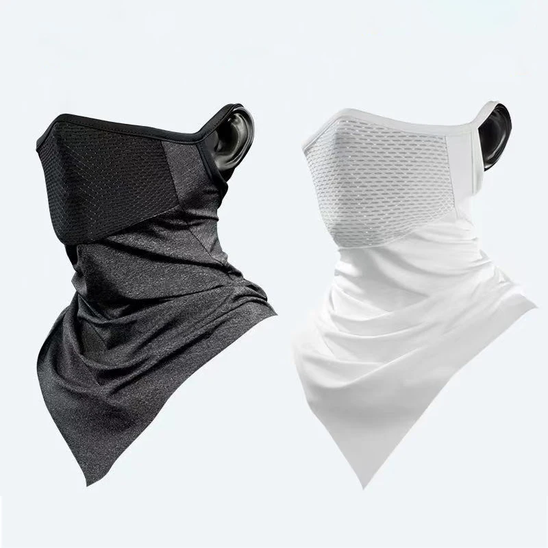 Masque d'été pour hommes, foulard de vélo complet, Bandana de cyclisme, masque de Protection UV, respirant, en soie glacée, écharpe d'oreille suspendue en plein air
