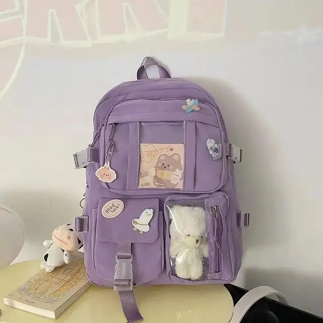 Filles sac à dos mignon sacs d'école pour étudiants adolescents filles poches femmes sac à dos pour ordinateur portable Harajuku – Image 4