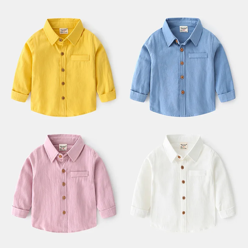 Chemise à manches longues pour bébé garçon, couleur unie, bas pour garçon
