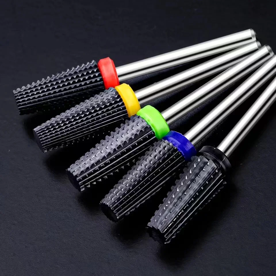 Foret à ongles en céramique noir 5 en 1, pour perceuse électrique, fraise à tige de 3/32 pouces, retrait rapide de l'acrylique ou du Gel dur