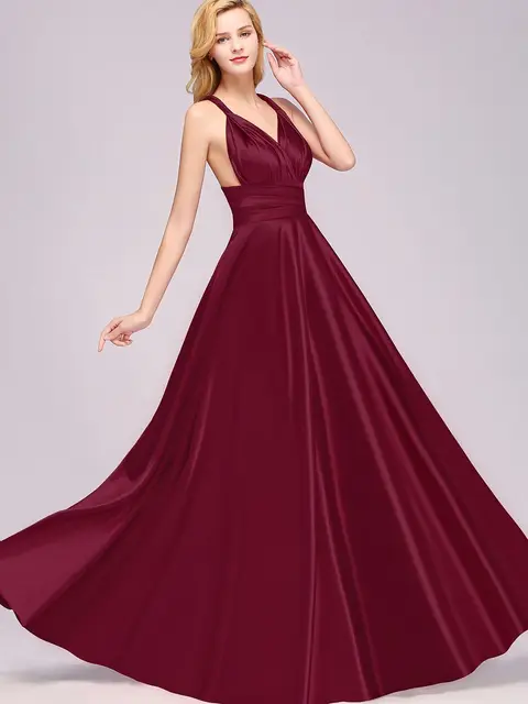 Robes de demoiselle d'honneur grande taille pour femmes, robe Infinity Convertible, Sexy, dos nu, multidirectionnelle, soie de lait, robes de soirée de mariage, 2023 – Image 3