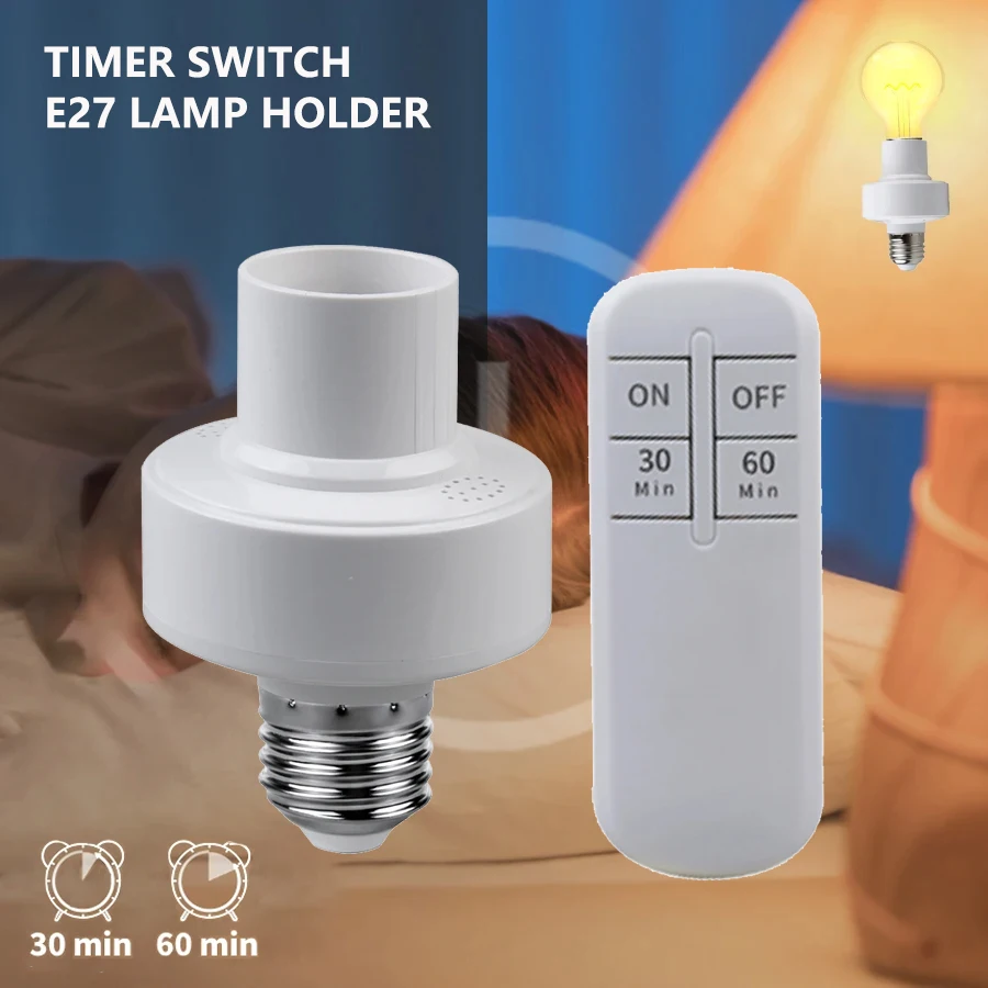 Bases de lampe à douille d'ampoule avec interrupteur de minuterie intelligent