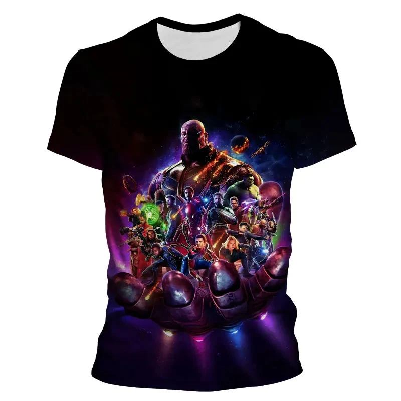 T-shirt à manches courtes Marvel Thanos pour hommes et enfants, t-shirts en Y pour enfants, vêtements décontractés, tenues assorties pour la famille, tendance de la mode, été, nouveau