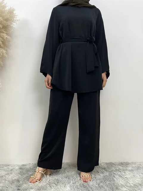 Abayas Modestes pour Femmes Musulmanes, Ensembles de Ramadan Turquie Dubaï Kaftan Islam Vêtements Caftan Hijab Robe Musulmane – Image 5