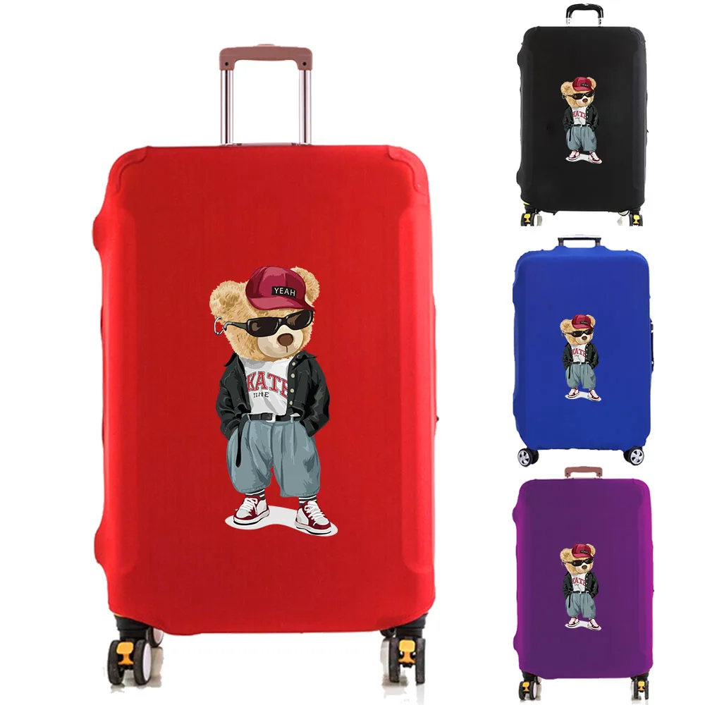 Housse de protection pour bagages, protection de valise, élasticité épaisse, couverte de poussière, étui de protection anti-rayures, ensemble de chariot de 18 à 32 pouces, veste ours