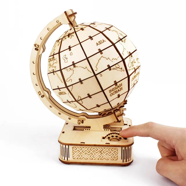 Puzzle Globe modèle 3D, ornement artisanal créatif tridimensionnel en bois, Kit d'assemblage éducatif fait à la main – Image 3