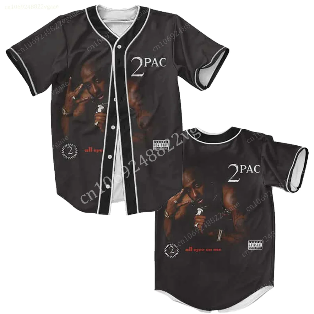 Maillot de Baseball du rappeur Tupac pour hommes et garçons, t-shirt pour enfants, uniforme d'entraînement, chemise boutonnée, Vintage Hip Hop 2 Pac 2pac, 2024