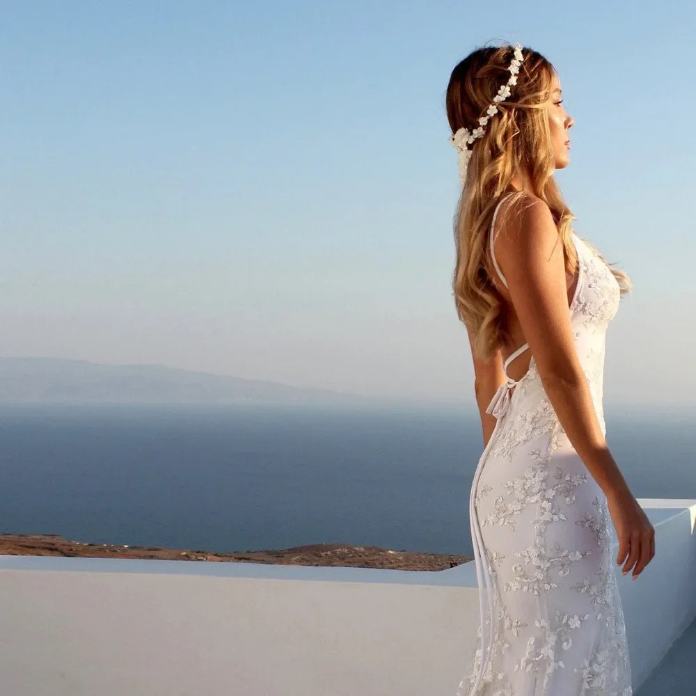 2025 nouveau Style commerce extérieur européen et américain longue robe de mariée Sexy col en v débardeur robe sans manches pour mariage et Imp