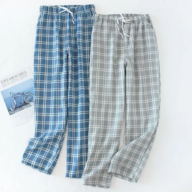 Stylish Plaid Pattern Men's Casual Long Pants Comfortable Pajama Sleep Bottom Loungewear Soft Sleepwear Trousers For Summer Pjs – Image 3