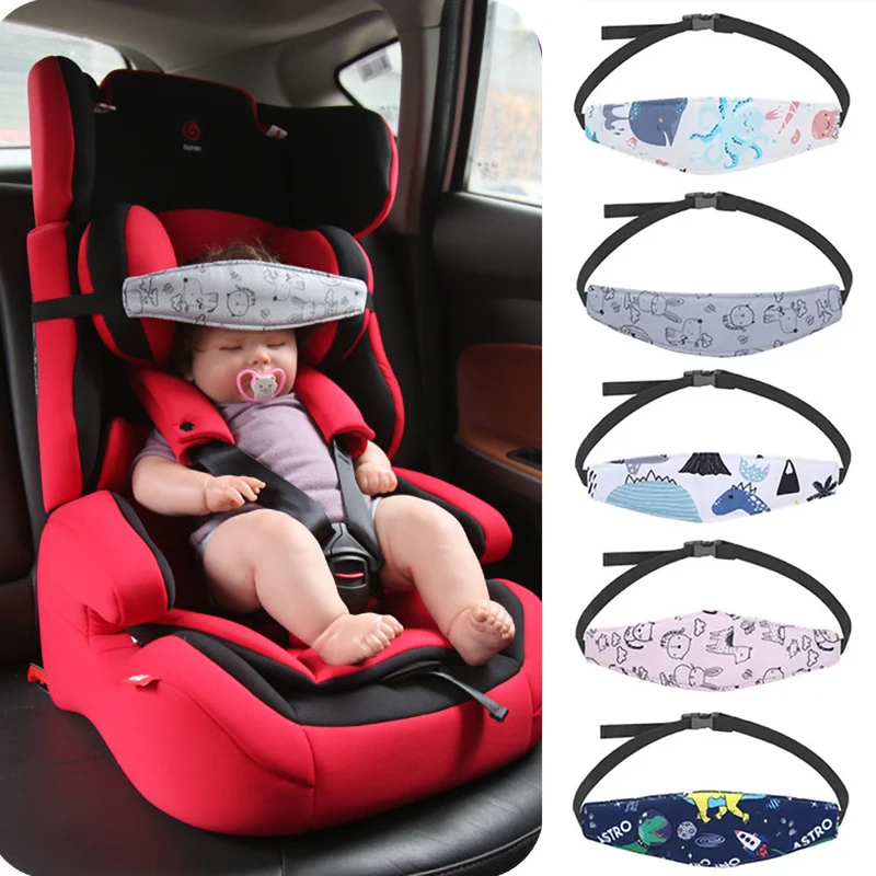 Siège d'auto pour bébé, Support de tête réglable pour poussette, sangle de soulagement du cou, ceinture de fixation d'oreiller, appui-tête, positionneur de sommeil pour tout-petits