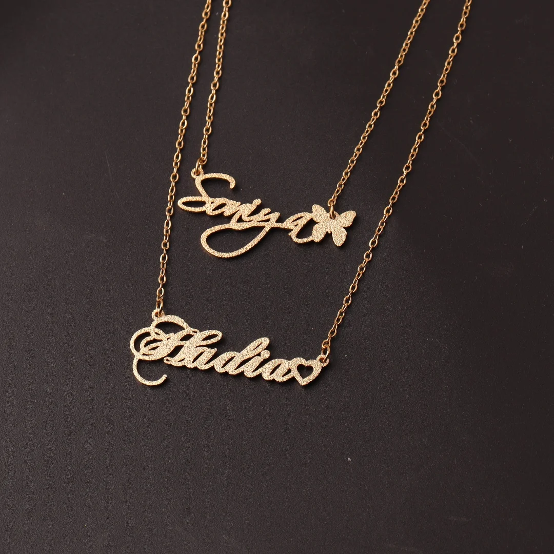 Customized Frosted Name Necklace Stainless Steel  Butterfly Personalized Letter Choker Pendant Nameplate Gift  New 2025