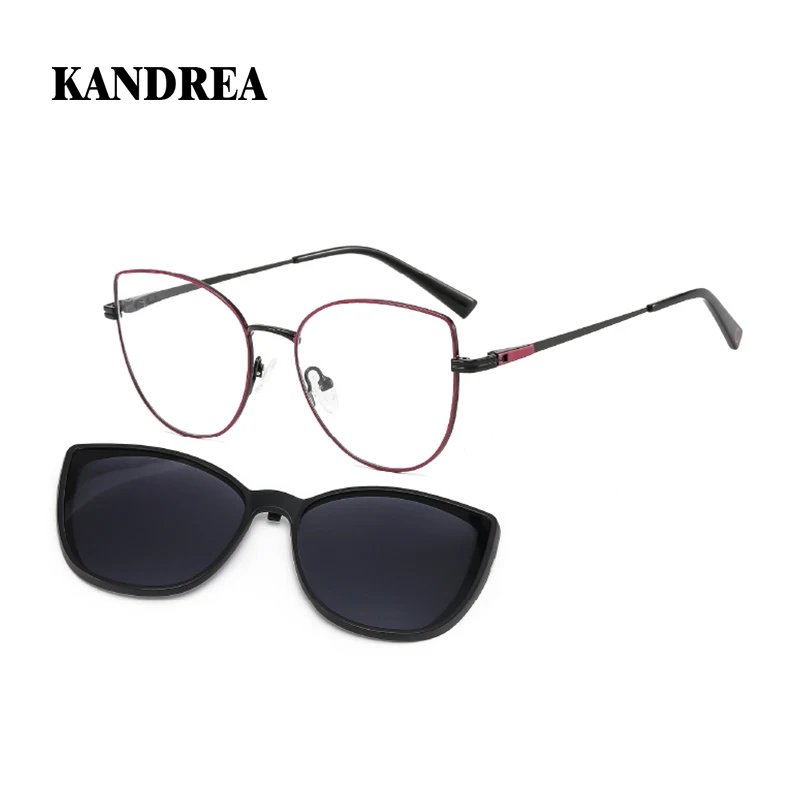 KANDREA-Lunettes de soleil vintage pour femmes, monture optique polarisée à clipser, DT30039