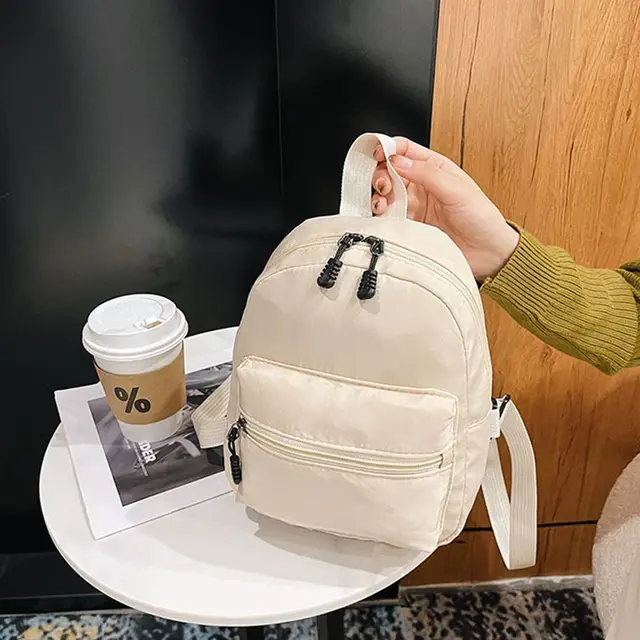 Mini sacs à dos en nylon pour adolescentes, petits sacs d'école, sac à dos blanc, sac à dos décontracté pour femmes, sacs à dos à la mode – Image 3