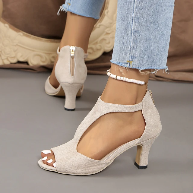 Sandales à talons compensés en lin pour femmes, style bohème, faites à la main, décontractées, confortables, Espadrilles, escarpins à plateforme, été, 2024 – Image 3