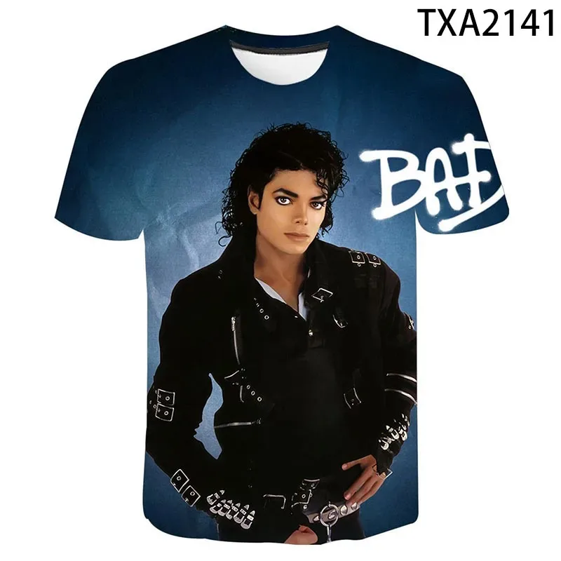 T-shirt à col rond imprimé en 3D du chanteur Michael Jackson pour enfants, t-shirts pour garçons et filles, vêtements de mode décontractés