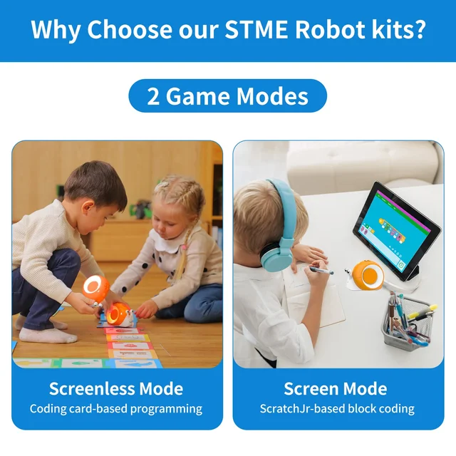 Robobloq Robot jouet Qobo pour enfants de 3 à 6 ans, Robot de codage pour l'éducation précoce sans écran, 2 Modes de jeu, jouet d'apprentissage et d'éducation – Image 3