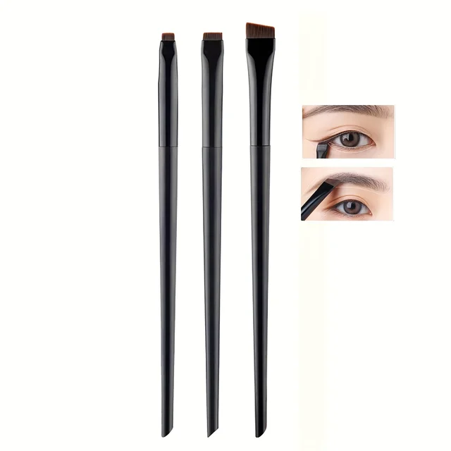 3 pièces ensemble de pinceaux de maquillage, brosse d'eye-liner à lame fine tête oblique brosse à sourcils contour eyeliner ultra-mince ombre à paupières brosse maquillage b – Image 6