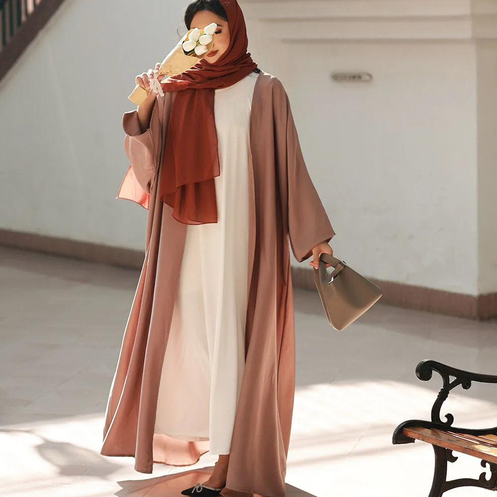 Abaya-Robe musulmane à manches longues pour femmes, caftans ouverts sur le devant, robe maxi ethnique pour Ramadan, vêtements islamiques, Jilbabs