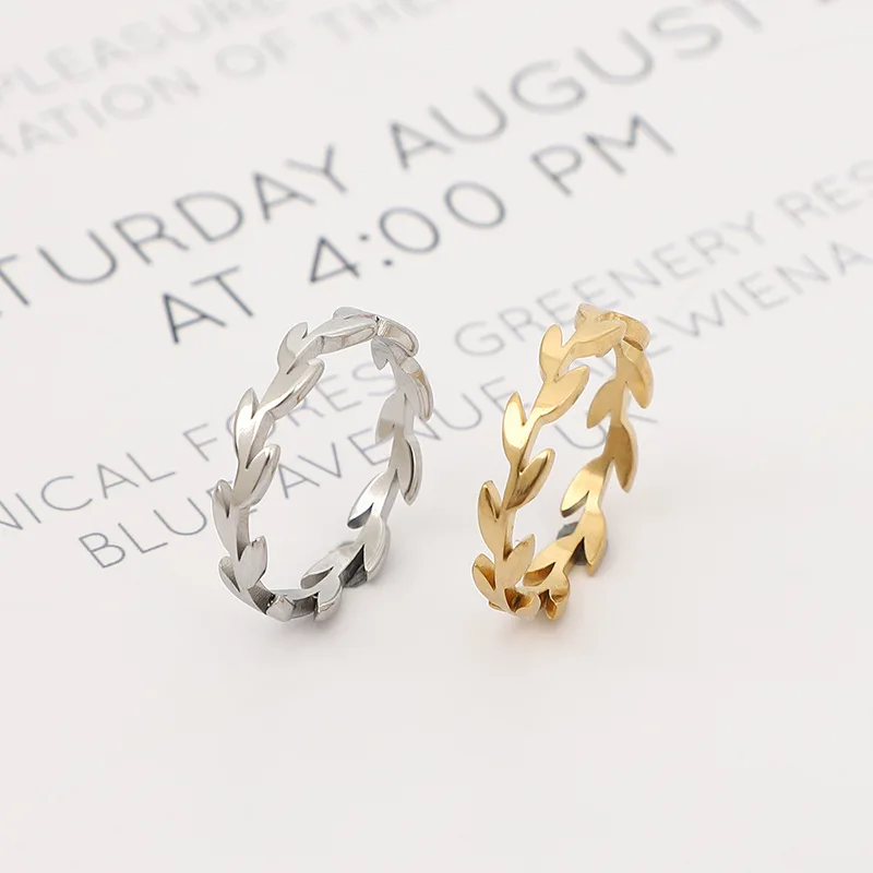 Bagues à feuilles ouvertes en acier inoxydable pour femmes et filles, bagues botaniques à feuilles d'articulation, bijoux ins pour fête de mariage