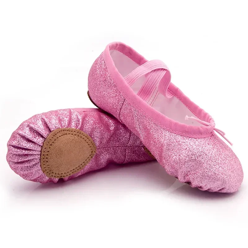 Chaussures de danse de ballet pour filles et femmes, pantoufles plates de gymnastique de yoga, paillettes roses, bleues, roses, couleurs rouges, chaussures de danse de ballet pour enfants, chaussures de professeur