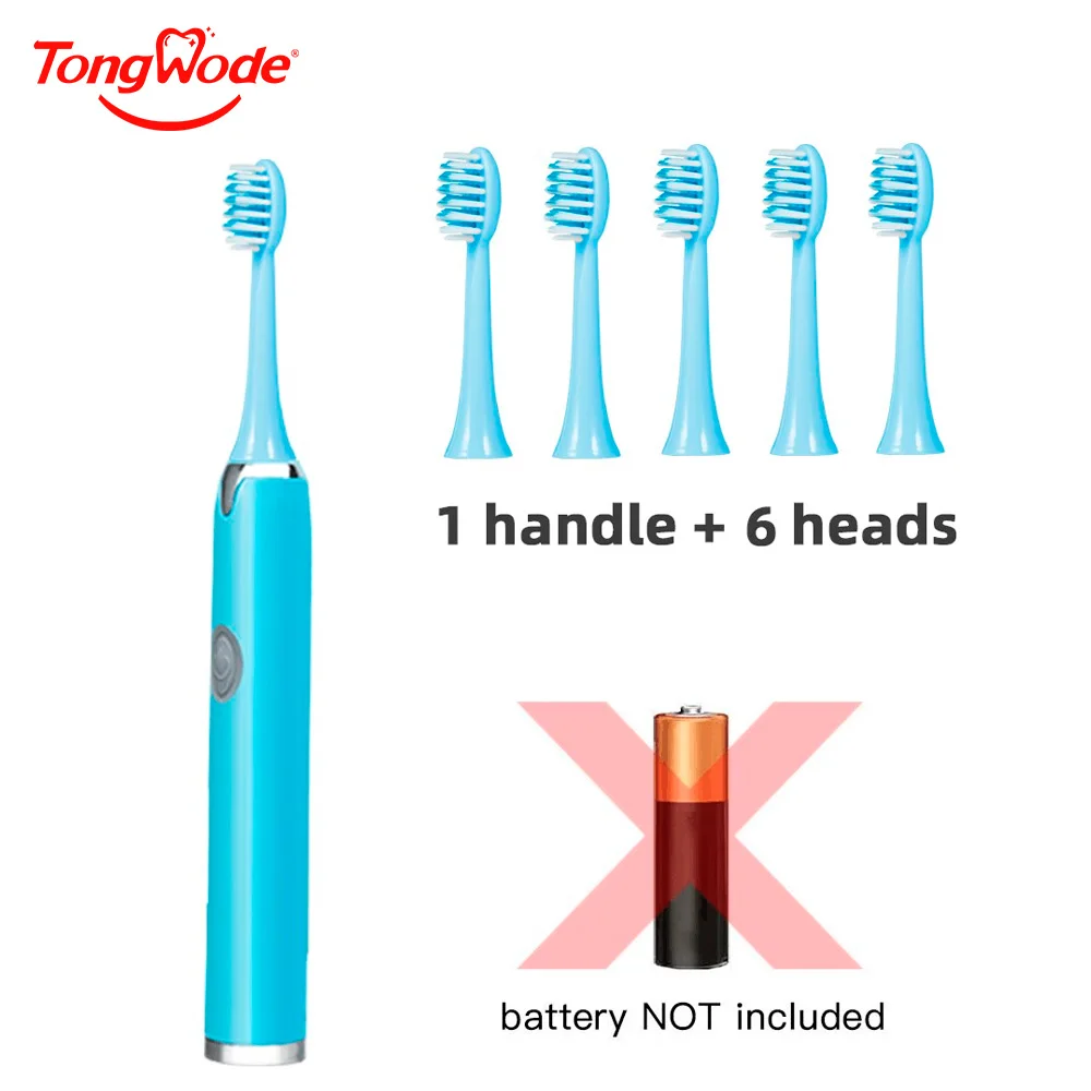Tongwode-Brosse à dents électrique sonique, IPX7, étanche, adulte, couple, usage domestique, poils souples, resubdivision avec 6 têtes de brosse à dents