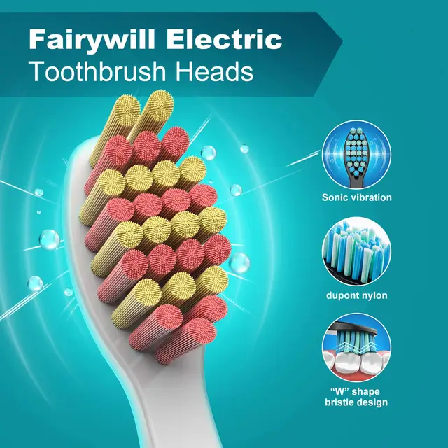 Fairywill têtes de brosses interdentaires remplacement de brosse à dents électrique têtes de brosse à dents sonique pour FW-507 FW-508 FW-917 FW-959 – Image 3