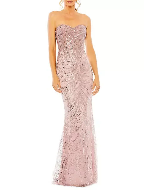 Robe de Soirée Sans Bretelles Ornée de Perles, Grande Taille, Formelle, sur Mesure, 2024
