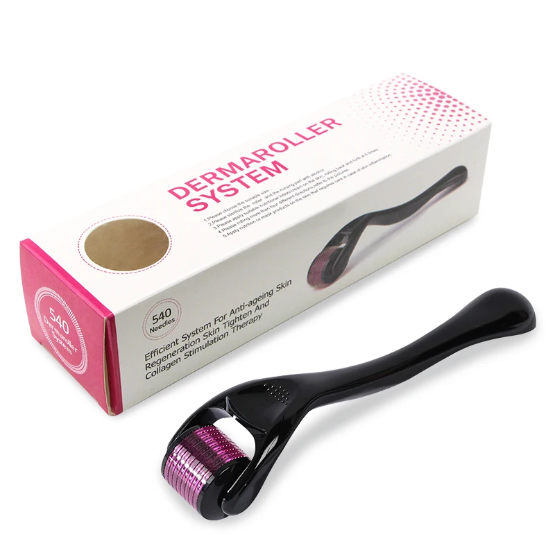 Rouleau Derma violet noir en acier inoxydable 540, rouleau à micro-aiguilles noir, soins de la peau du visage, usage domestique pour outils de Massage de beauté du visage