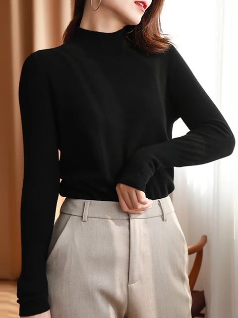 Pull à col roulé à manches longues pour femmes, pulls astronomiques chics, haut côtelé doux et chaud, mince et à la mode, automne et hiver – Image 3