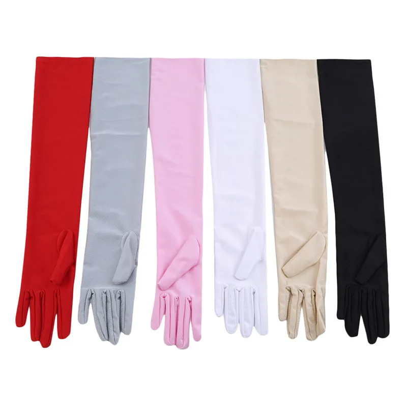 Gants Longs en Satin à la Mode, Costume de Soirée Opéra, de Bal, Noir, Blanc, Rose, Gris, Beige, Rouge, Nouvelle Collection, Offre Spéciale
