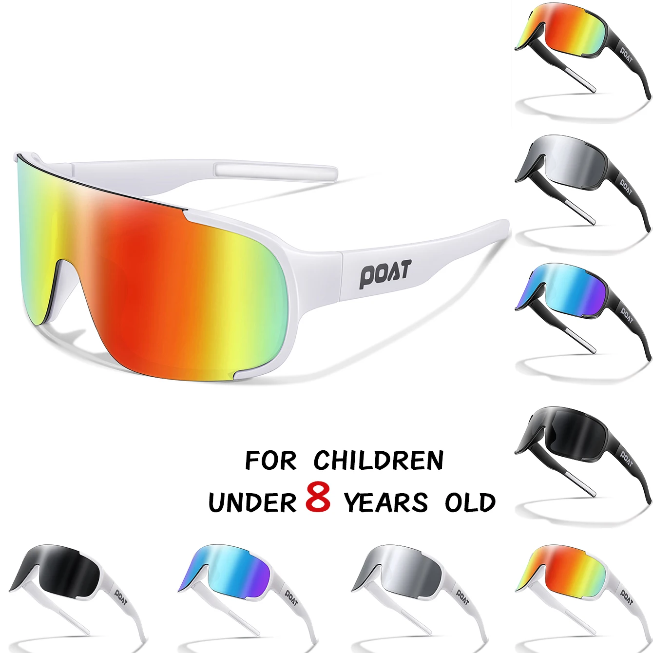 POAT-Lunettes de soleil pour enfants de 3 à 8 ans, lunettes de vélo d'extérieur, VTT, vélo de route, randonnée, lunettes de cyclisme, UV400, cadeaux pour enfants, garçons et filles