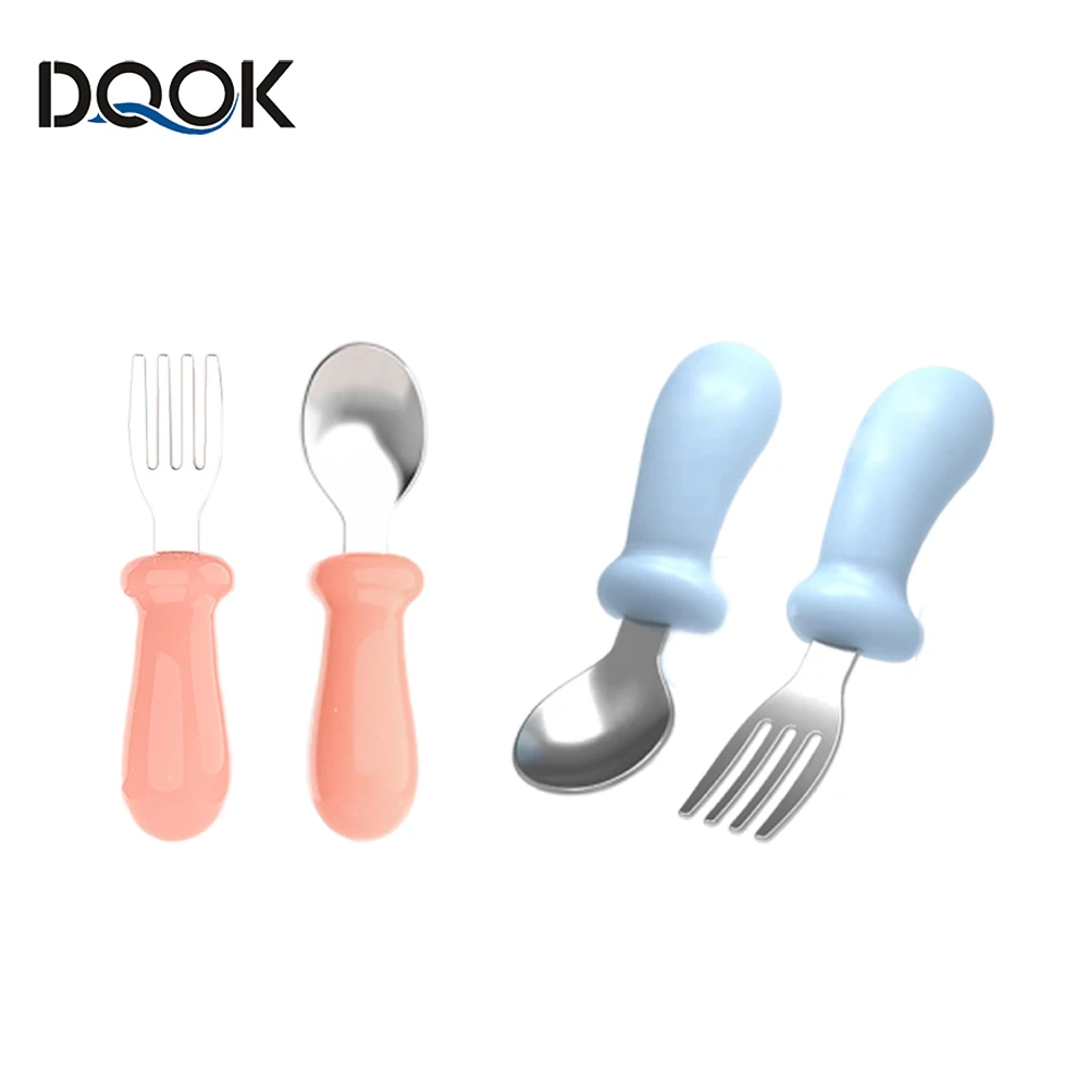 Ensemble de couverts en acier inoxydable pour enfants, vaisselle pour tout-petits, cuillère, fourchette, alimentation pour bébé, ustensiles de dessin animé pour bébé