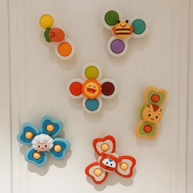 3 pièces nouveauté Fidget ventouse Spinner jouet pour bébé dessin animé insecte rotatif hochet éducatif bébé jeux jouets de bain pour enfants – Image 6