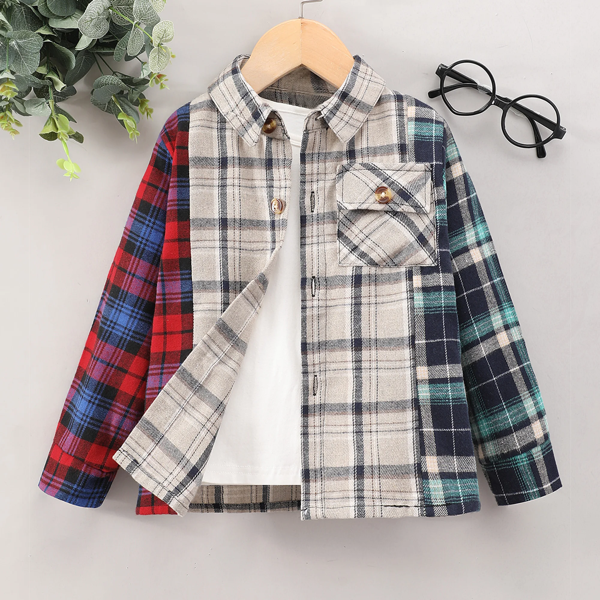 Polo à manches longues pour garçons, chemise à carreaux, haut décontracté, panneau de col, mode printemps et automne, 4 ans, 5 ans, 6 ans, 7 ans, nouveaux abonnés