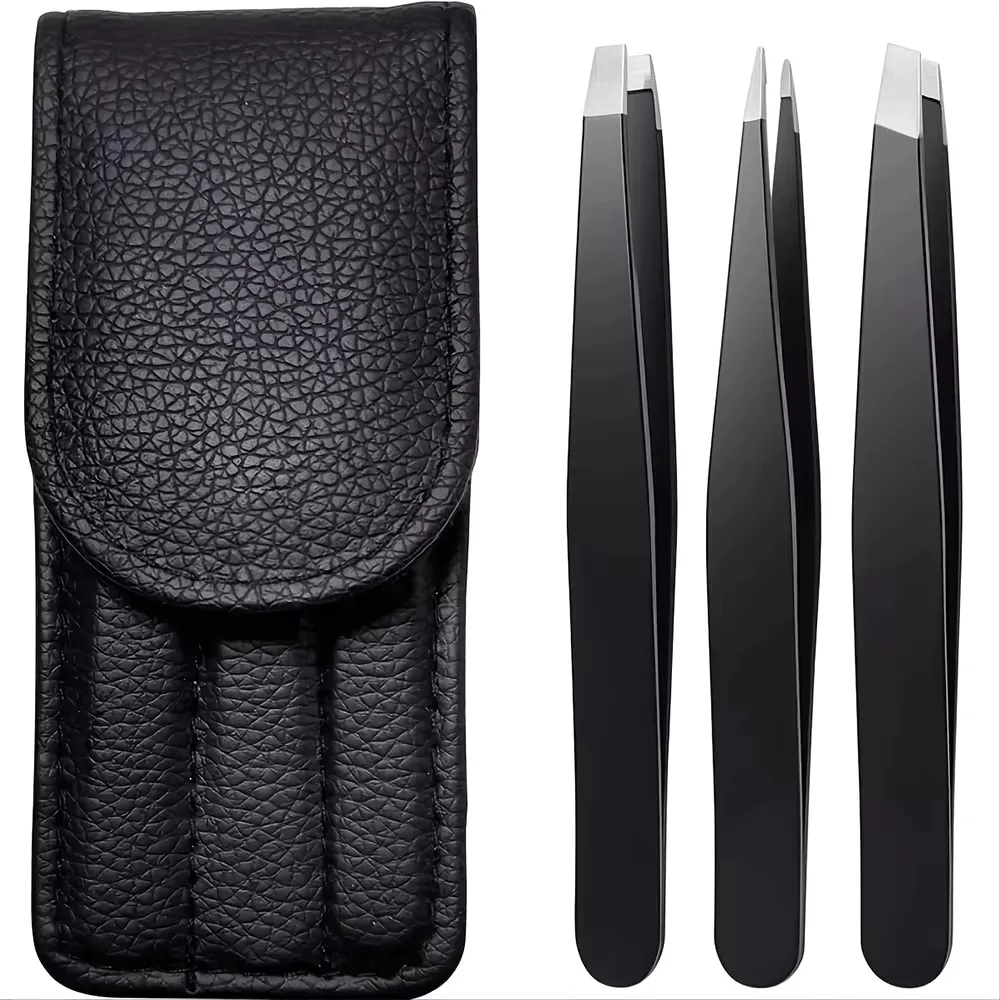Ensemble de pinces à épiler en acier inoxydable de haute précision, épilateurs pour les sourcils, les poils du visage, les poils Lauren vers l'intérieur, le kit d'élimination des éclaboussures, Sui