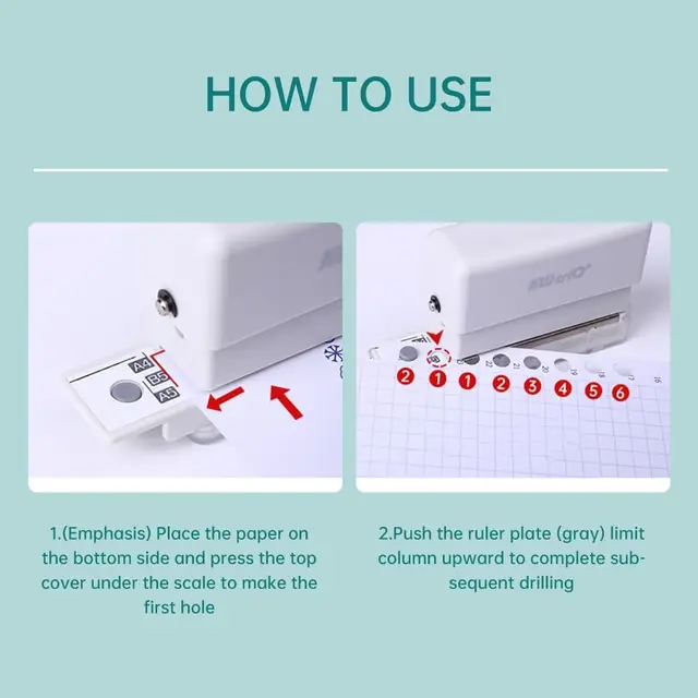 A5/B5/A4 Paper Punch, Can Make Six Holes at Once, Scrapbook Hole Puncher, Five Colors of Binding Supplies – Image 4