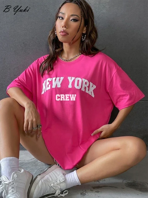 Blessyuki-T-shirt manches courtes col rond femme, estival et décontracté, en coton, grande taille, avec lettres imprimées, 2023 – Image 4