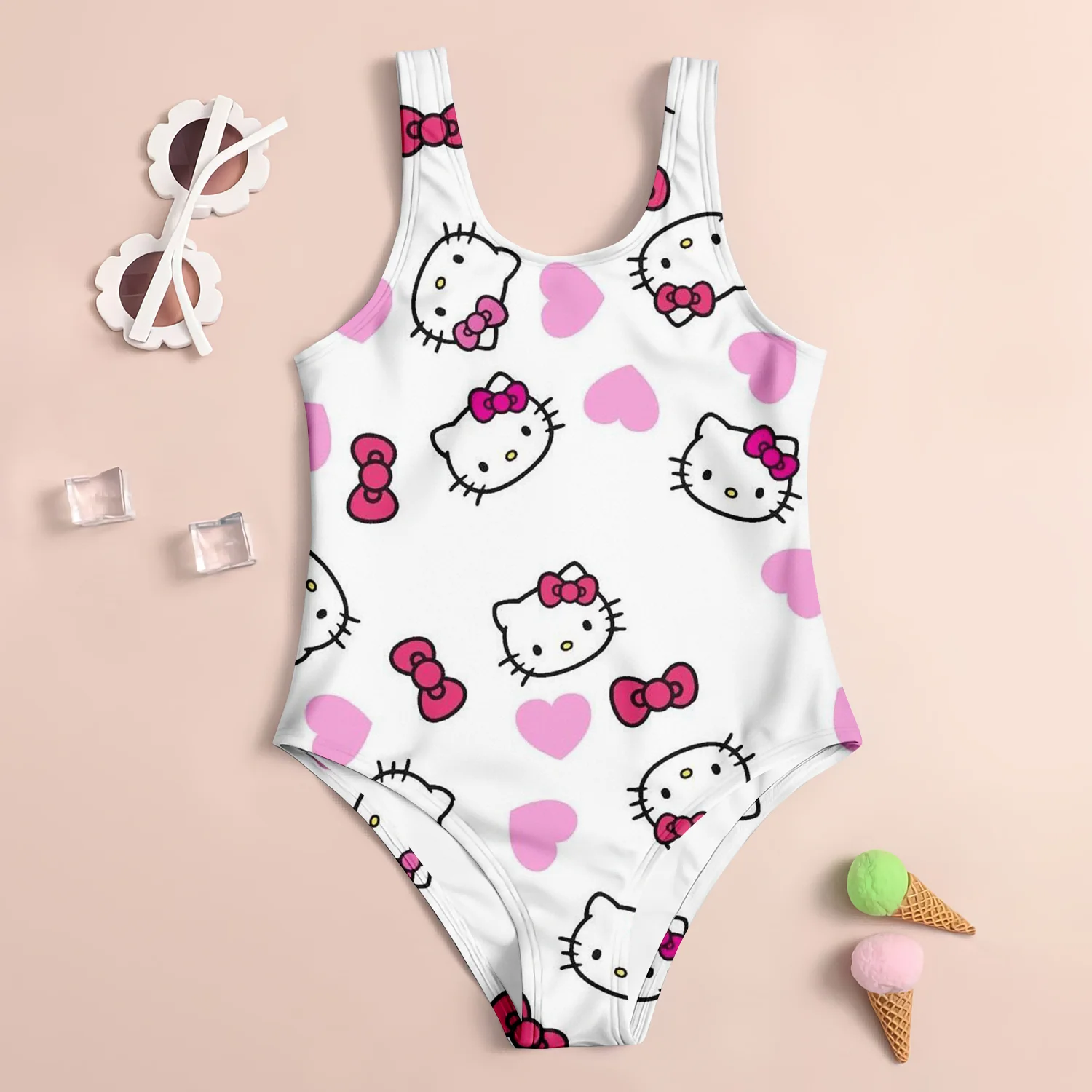 MINISO-Maillot de bain une pièce, imprimé léopard, dessin animé, mignon, à la mode, pour femmes
