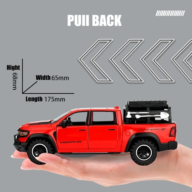 1:32 Dodge RAM mammouth pick-up tout-terrain alliage jouet voiture modèle son et lumière retirer Collection cadeau pour garçons enfants enfant – Image 5