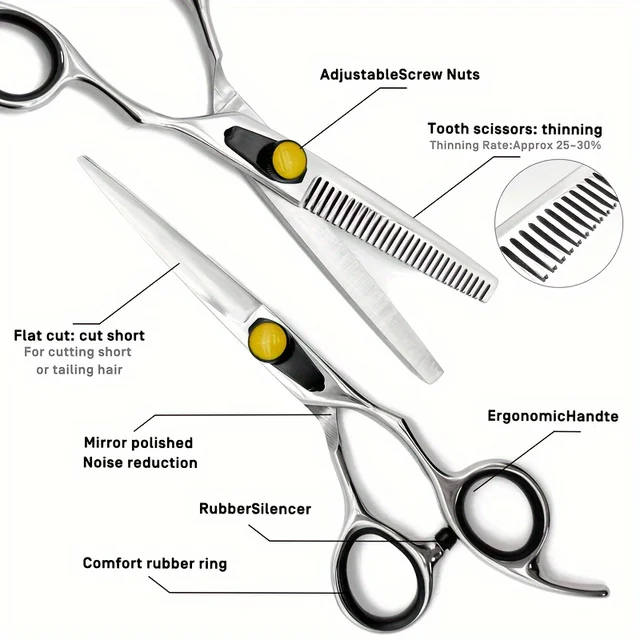 6.5 Inch Professional Barber Scissors  Hairdressing Hair Cut Hairstyle Tools and Accessories Thinning Scissors for Barber Home – Image 5