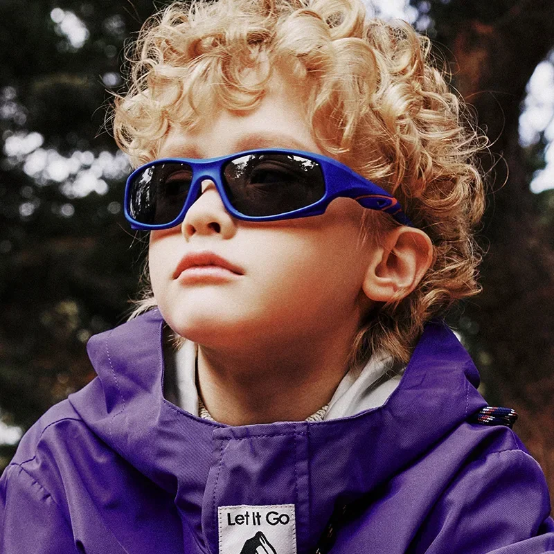 Lunettes de soleil polarisées TAC avec monture en silicone pour enfants, sports de plein air, douces, rondes, lunettes de soleil de sport, nuances pour garçons et filles, TR90, UV400
