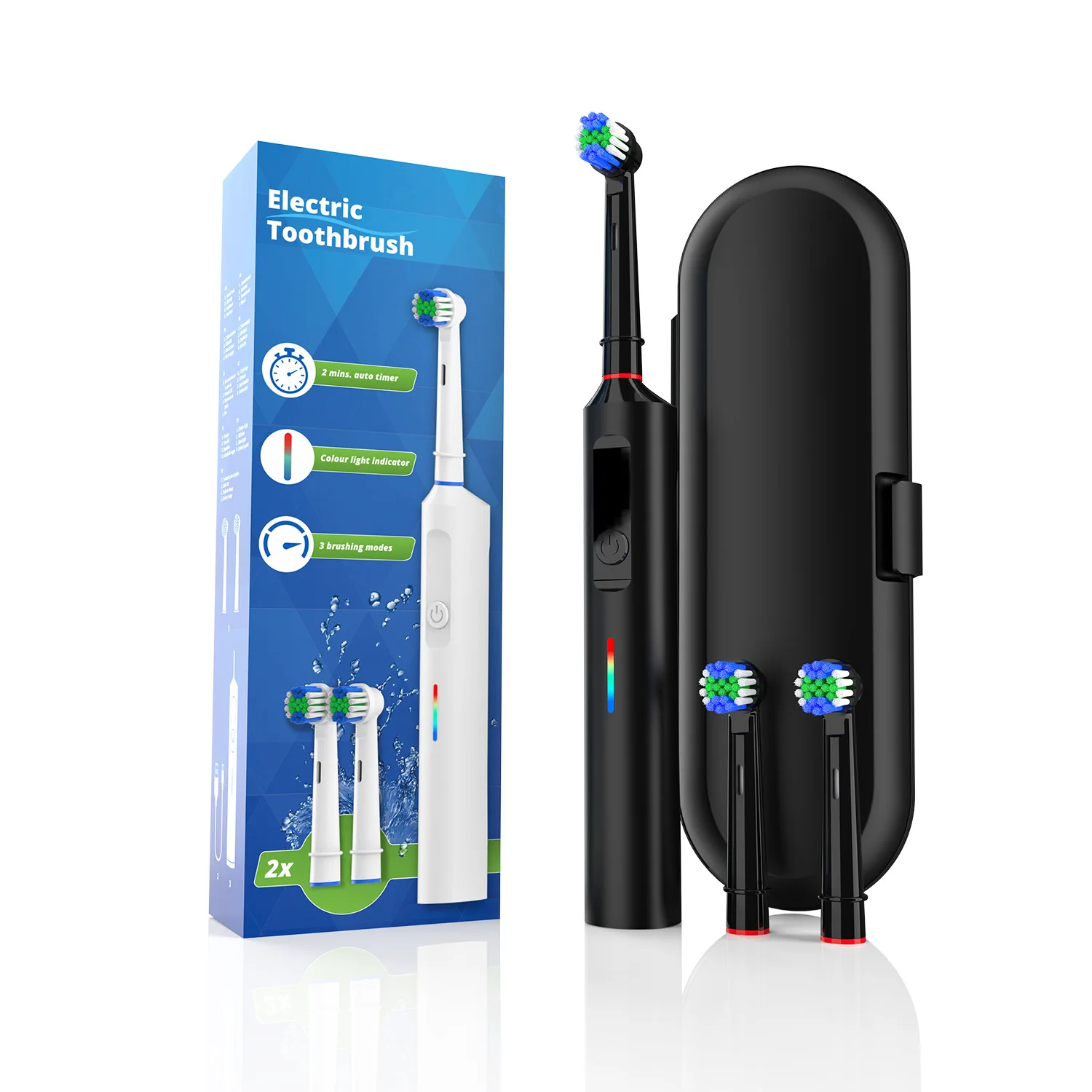 Brosse à dents électrique rotative intelligente, têtes de brosse à dents rotatives rechargeables, Compatible avec les têtes de brosse de rechange Oral B