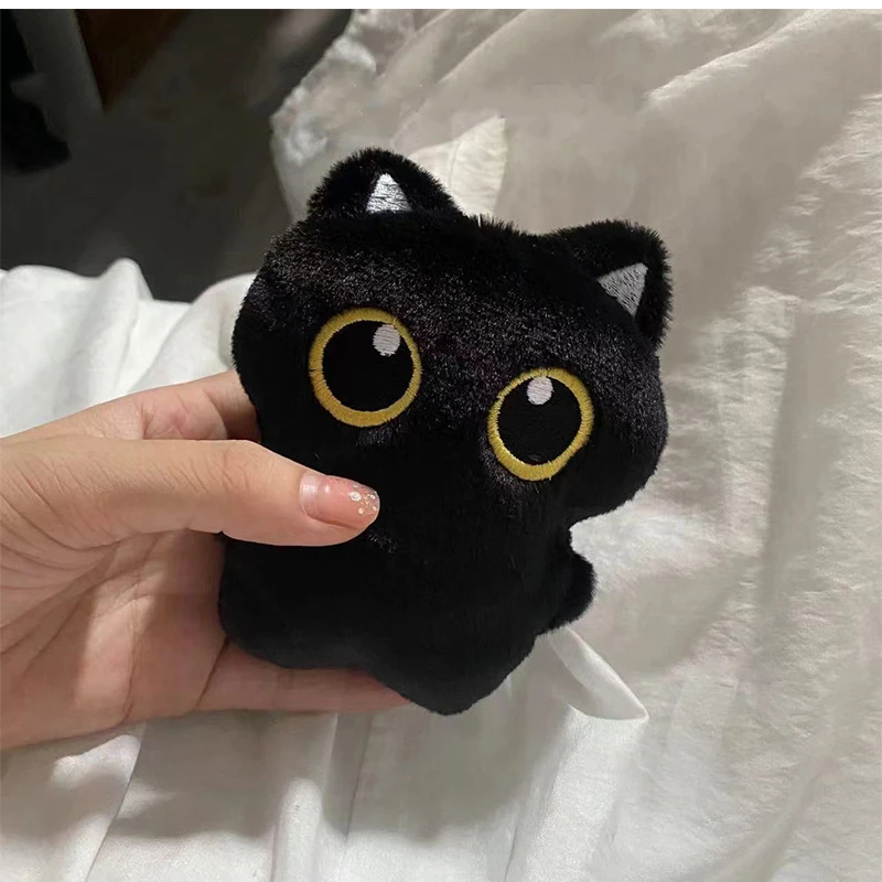 Nouveau mignon chat noir en peluche poupée petit pendentif câlin oreiller coussin Ins chat noir en peluche poupée pour garçon fille cadeaux d'anniversaire