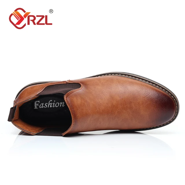 YRZL 39 ~ 47 hommes Chelsea bottes marque rétro confortable en cuir PU bottines hommes 2025 mode noir marron hommes bottes – Image 3