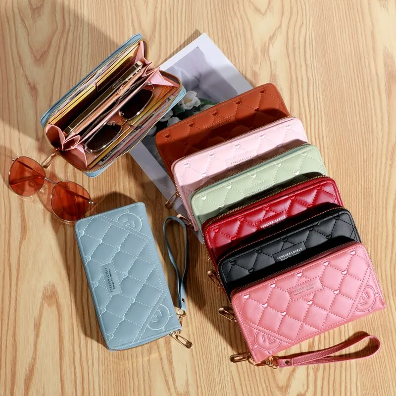 Nouveau portefeuille femmes européenne et américaine carte sac fermeture éclair sac à main brodé sac de téléphone portable