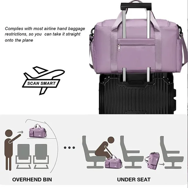 Sac de voyage de grande capacité pour femme, sac de week-end, sacs de sport à main avec compartiment à chaussures, sacs de sport et de fitness, sac initié – Image 4